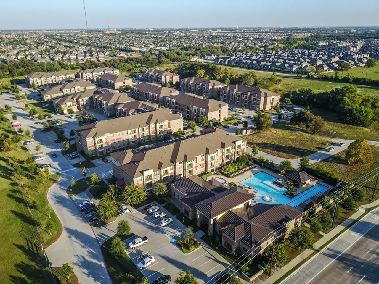 Craig Ranch aerial view with pool and amenities