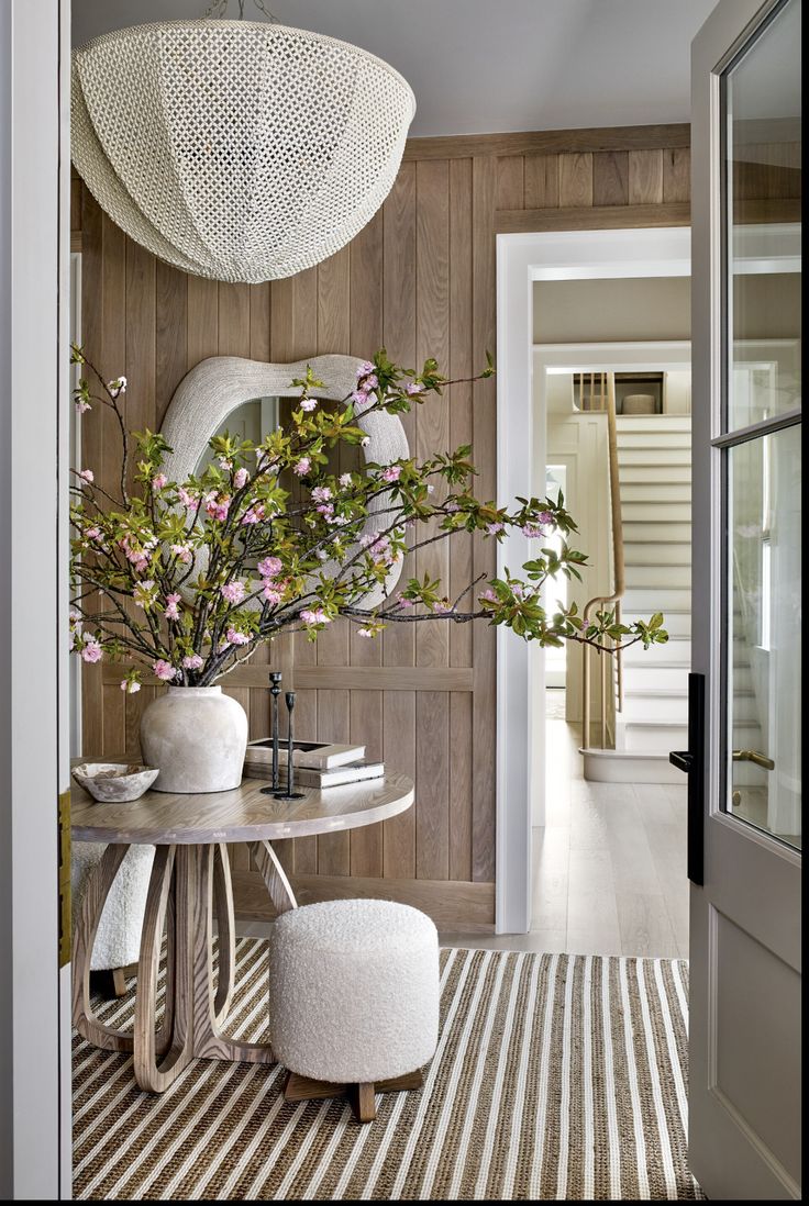 Elegant wood panel entry