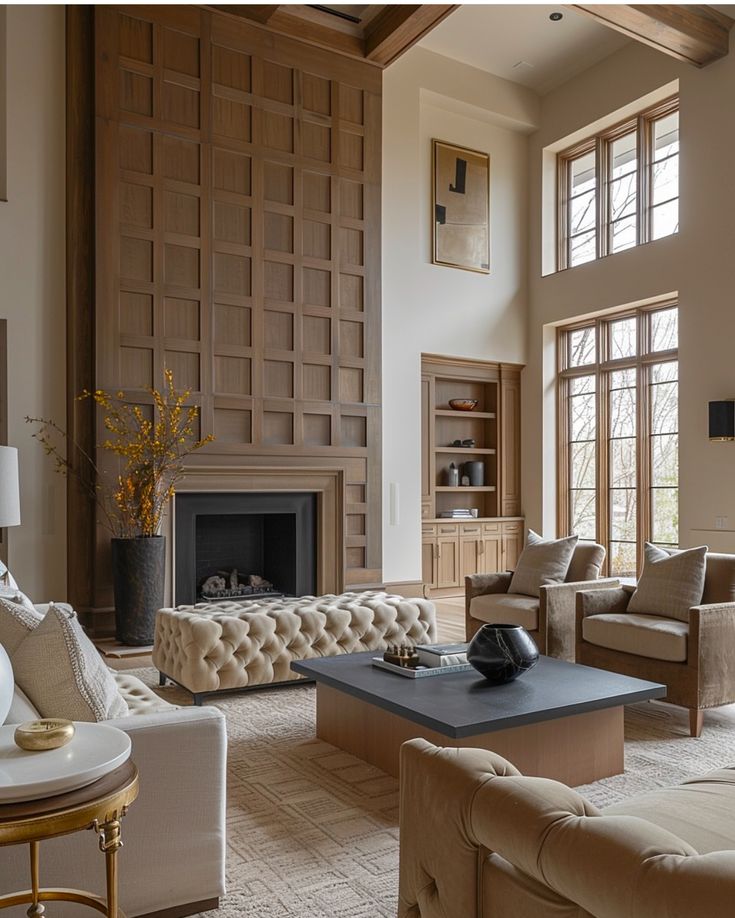 Grand living room with fireplace